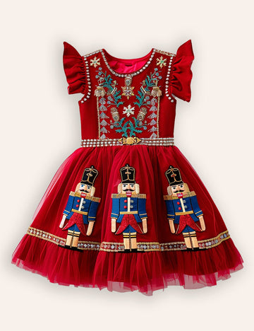 Christmas Nutcracker Embroidery Tulle Dress